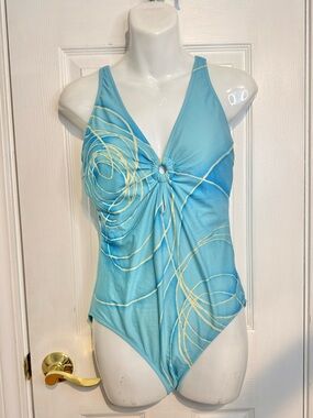 Gideon Oberson Vintage Marble Swirl Peekaboo swimsuit